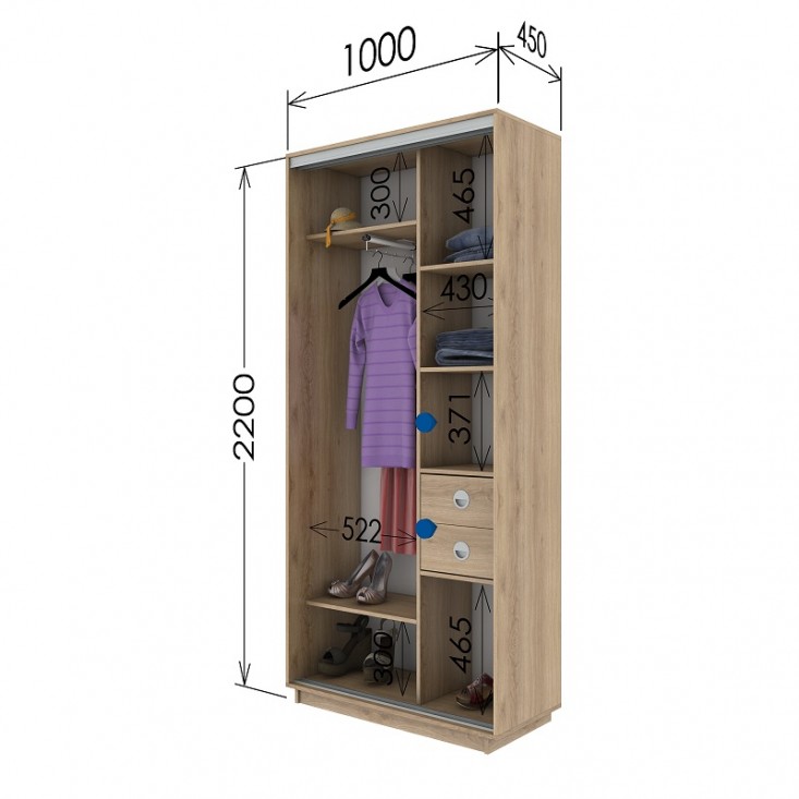 Шкаф купе 1000х450х2200 Гарант Шкаф купе 1000х450х2200 Гарант