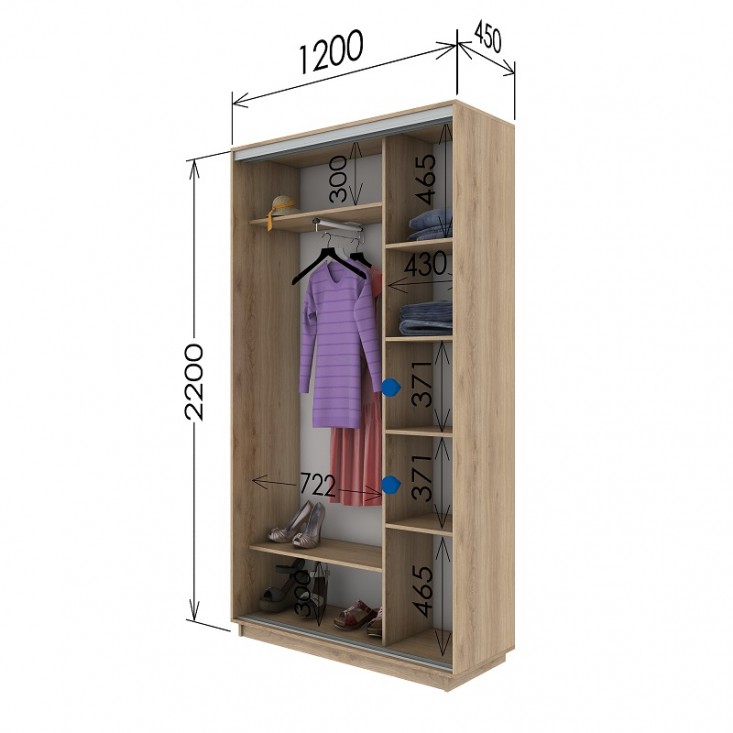 Шкаф купе 1200х450х2200 Гарант Шкаф купе 1200х450х2200 Гарант