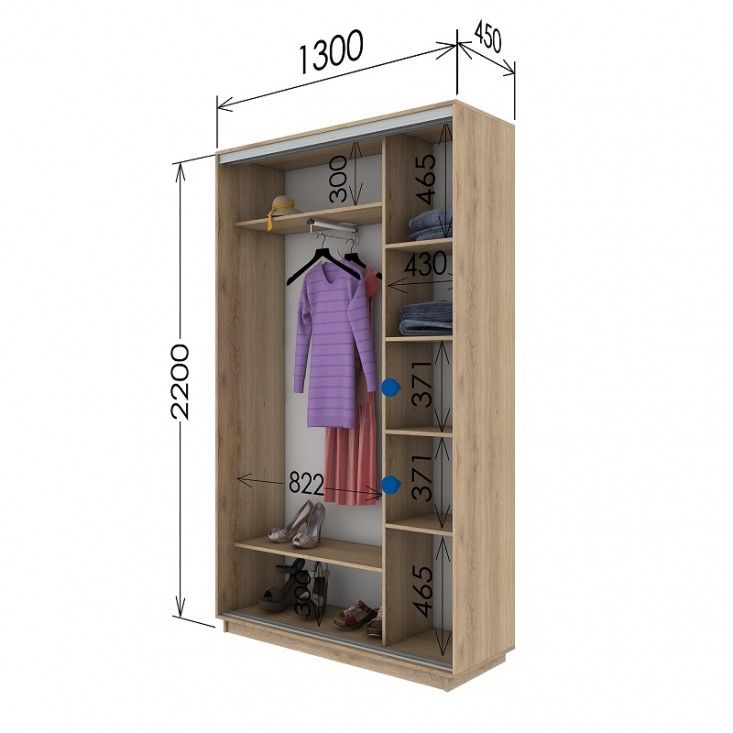 Шкаф купе 1300х450х2200 Гарант