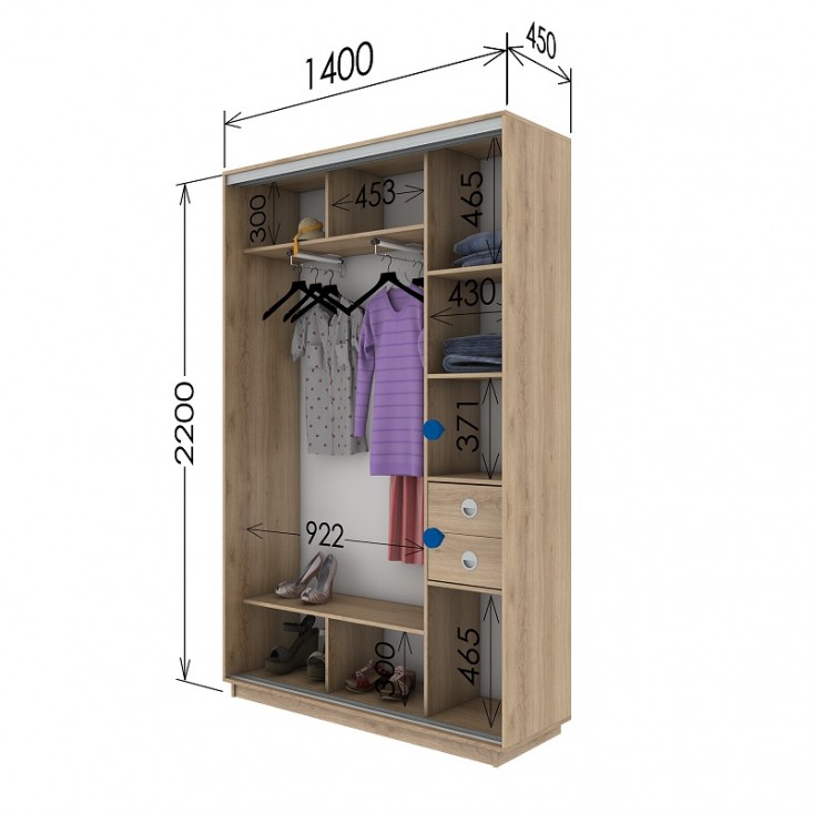 Шкаф купе 1400х450х2200 Гарант Шкаф купе 1400х450х2200 Гарант