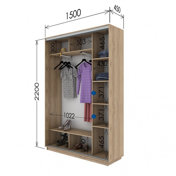 Шкаф купе 1500х450х2200 Гарант Шкаф купе 1500х450х2200 Гарант