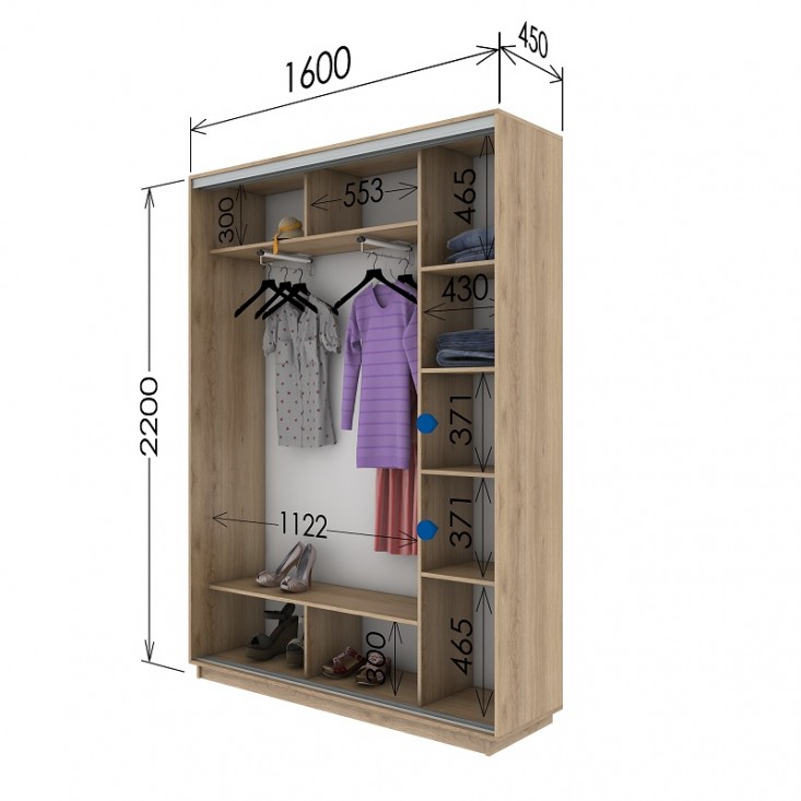 Шкаф купе 1600х450х2200 Гарант