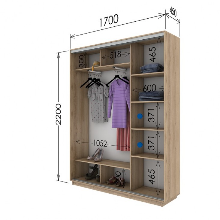 Шкаф купе 1700х450х2200 Гарант Шкаф купе 1700х450х2200 Гарант