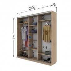 Шкаф купе 2100х450х2200 Гарант