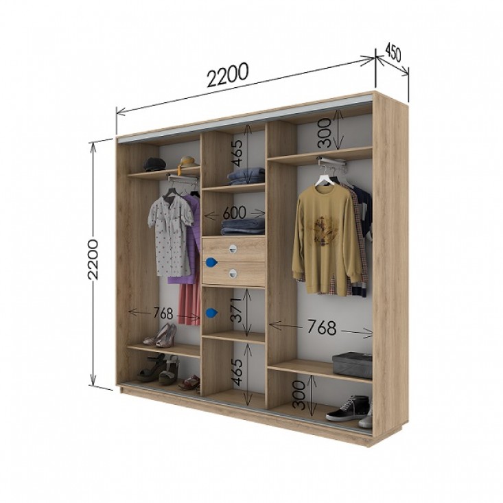 Шкаф купе 2200х450х2200 Гарант