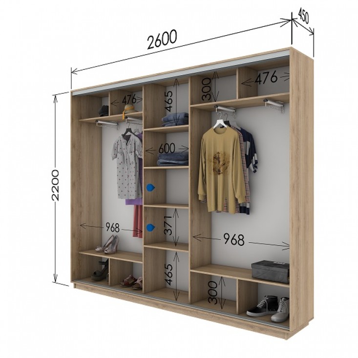 Шкаф купе 2600х450х2200 Гарант Шкаф купе 2600х450х2200 Гарант