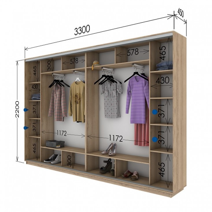 Шкаф купе 3300х450х2200 Гарант Шкаф купе 3300х450х2200 Гарант