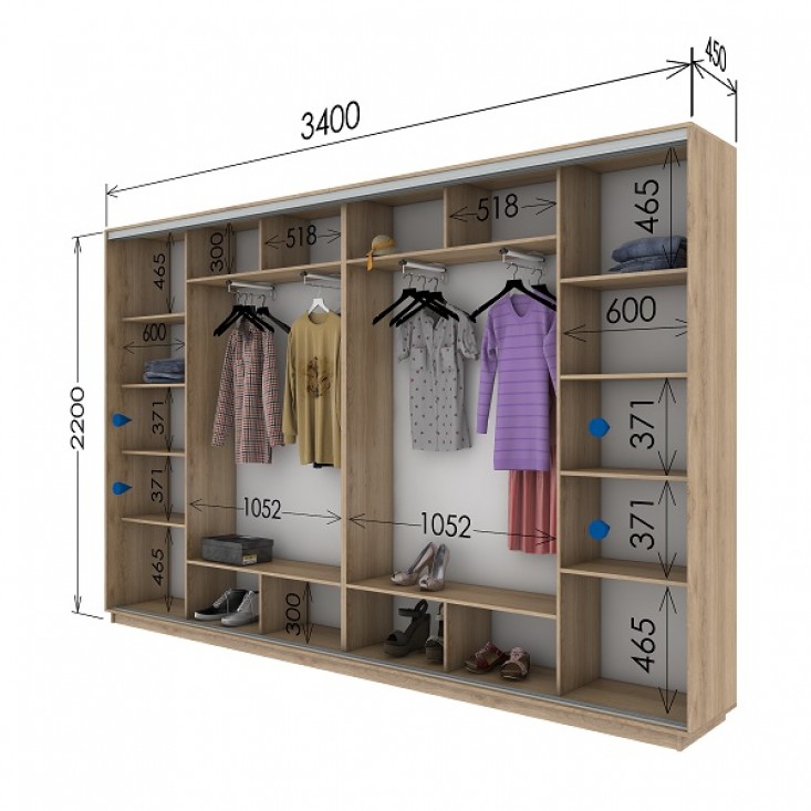 Шкаф купе 3400х450х2200 Гарант Шкаф купе 3400х450х2200 Гарант