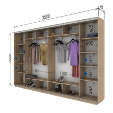 Шкаф купе 3500х450х2200 Гарант