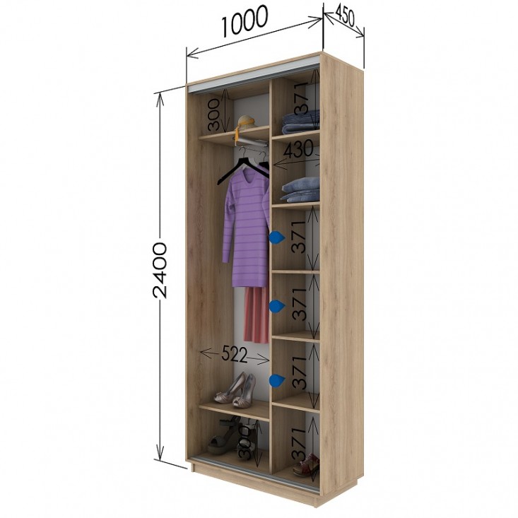 Шкаф купе 1000х450х2400 Гарант