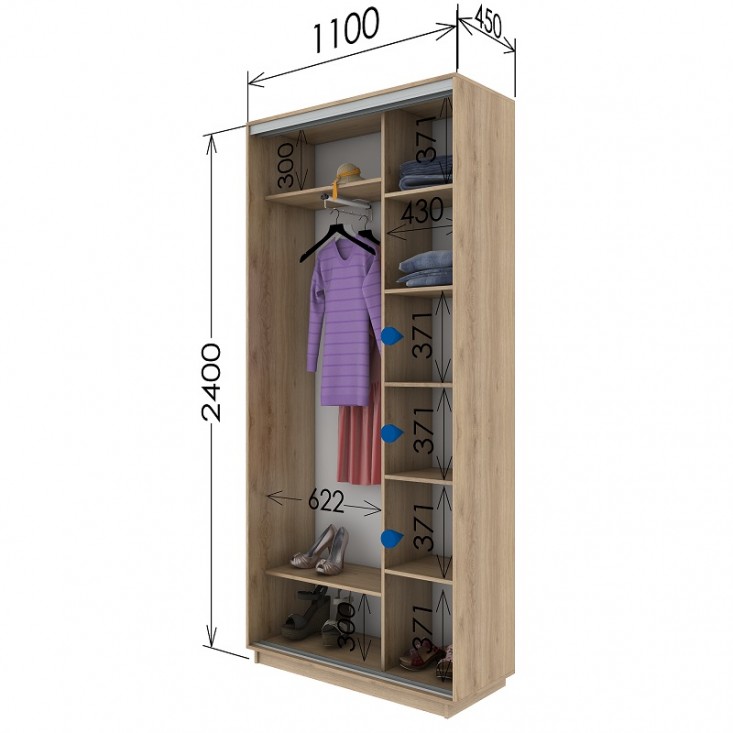 Шкаф купе 1100х450х2400 Гарант