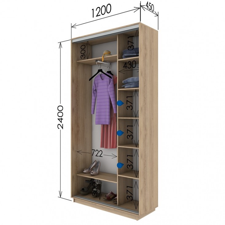 Шкаф купе 1200х450х2400 Гарант