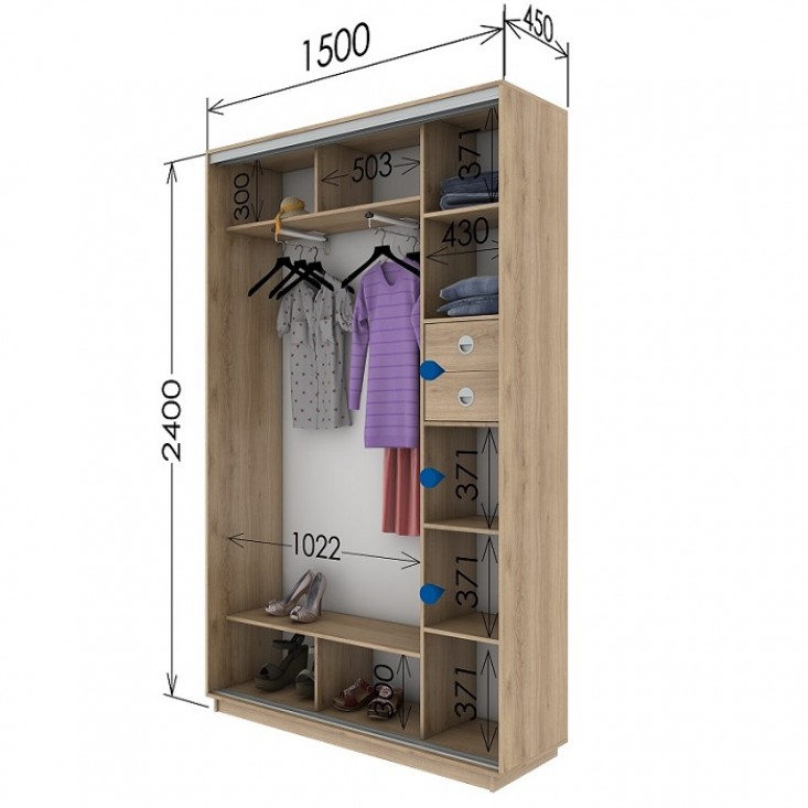 Шкаф купе 1500х450х2400 Гарант Шкаф купе 1500х450х2400 Гарант