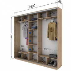 Шкаф купе 2600х450х2400 Гарант