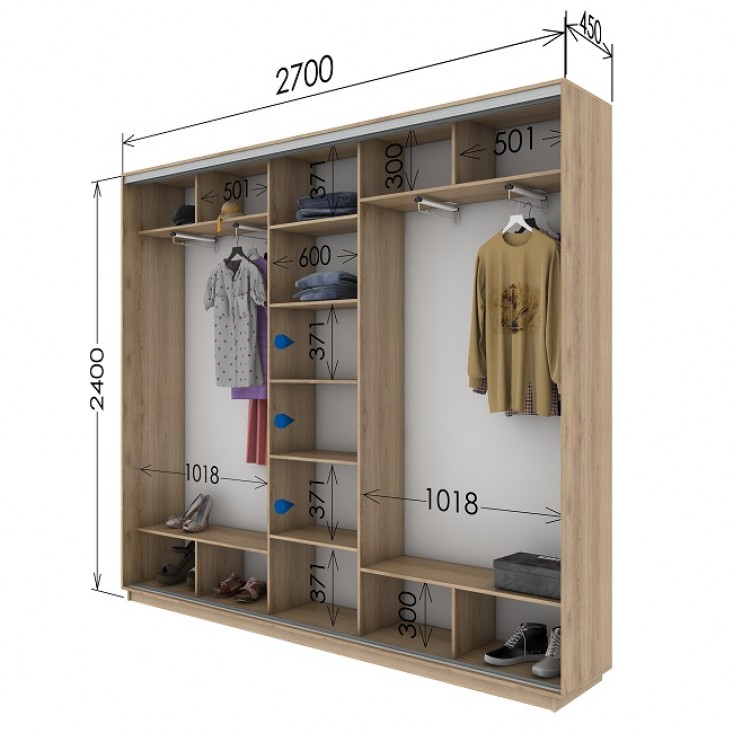 Шкаф купе 2700х450х2400 Гарант Шкаф купе 2700х450х2400 Гарант