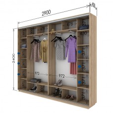 Шкаф купе 2900х450х2400 Гарант