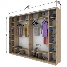 Шкаф купе 3200х450х2400 Гарант