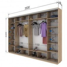 Шкаф купе 3500х450х2400 Гарант