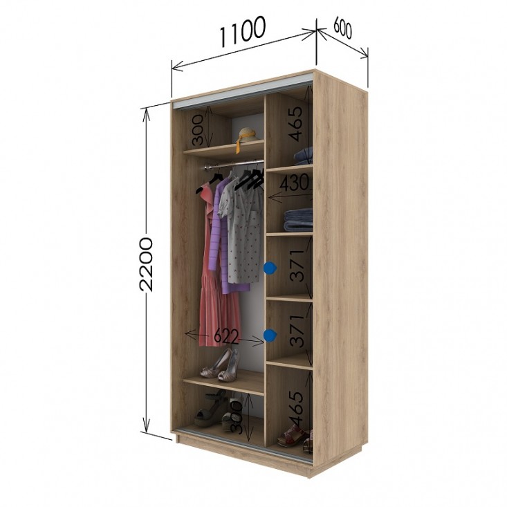 Шкаф купе 1100х600х2200 Гарант