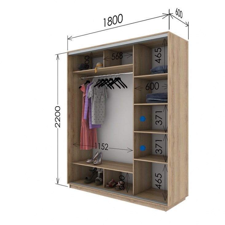 Шкаф купе 1800х600х2200 Гарант