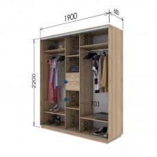 Шкаф купе 1900х600х2200 Гарант