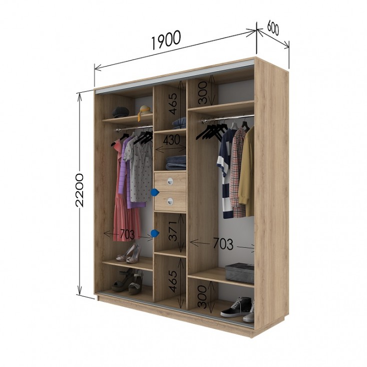 Шкаф купе 1900х600х2200 Гарант Шкаф купе 1900х600х2200 Гарант
