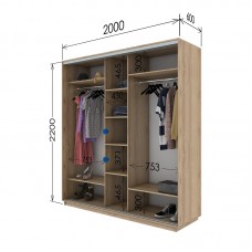 Шкаф купе 2000х600х2200 Гарант