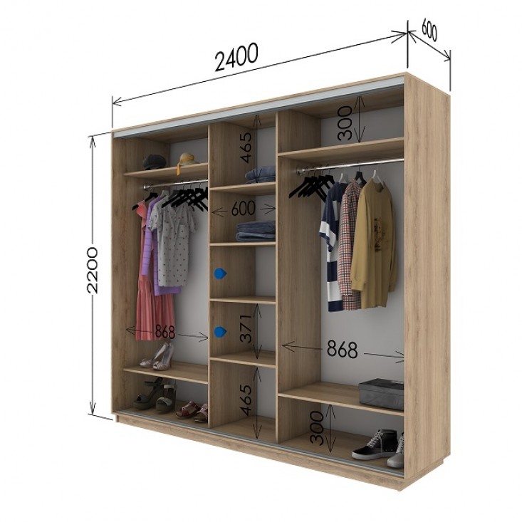 Шкаф купе 2400х600х2200 Гарант
