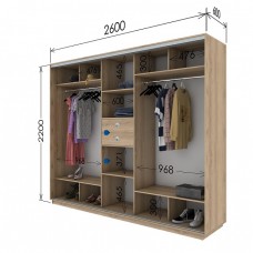 Шкаф купе 2600х600х2200 Гарант