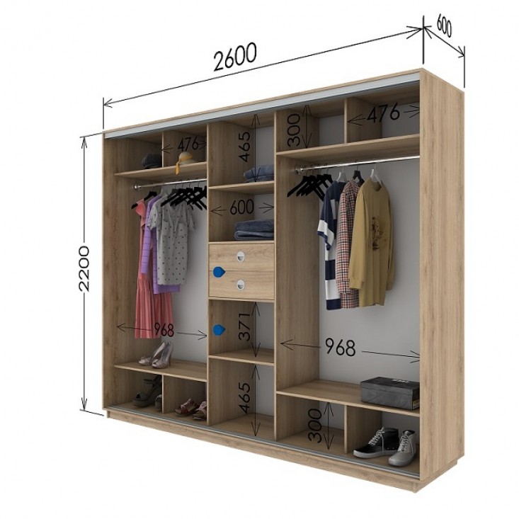 Шкаф купе 2600х600х2200 Гарант Шкаф купе 2600х600х2200 Гарант