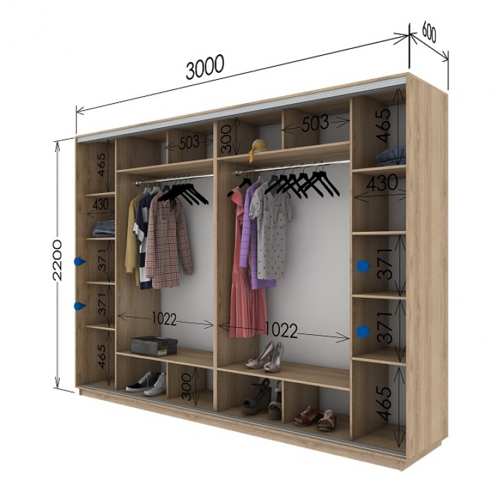 Шкаф купе 3000х600х2200 Гарант Шкаф купе 3000х600х2200 Гарант