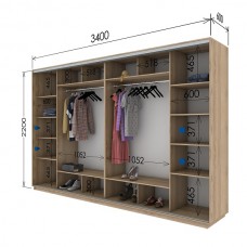 Шкаф купе 3400х600х2200 Гарант