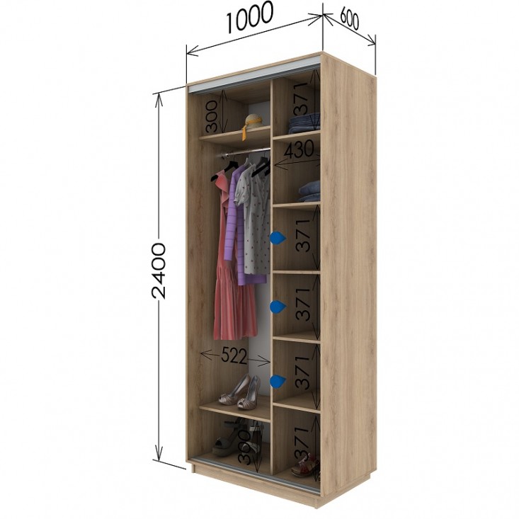 Шкаф купе 1000х600х2400 Гарант