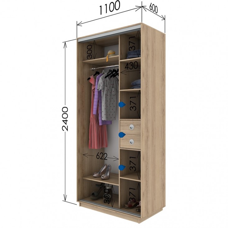 Шкаф купе 1100х600х2400 Гарант Шкаф купе 1100х600х2400 Гарант