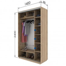 Шкаф купе 1400х600х2400 Гарант
