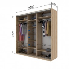 Шкаф купе 2200х600х2400 Гарант