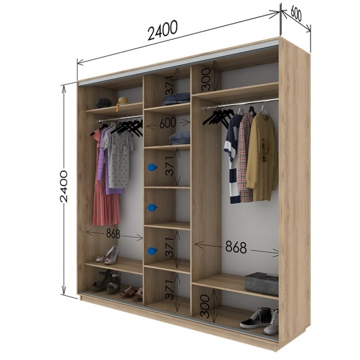 Шкаф купе 2400х600х2400 Гарант